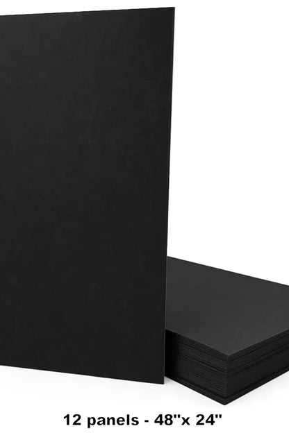 Black Soundboard Acoustic Absorption Panels 48″ × 24″ × 0.24″ (12-Pack) – Premium Soundproof Fiberboards for Walls, Floors & Ceilings | Zero-VOC, ASTM-Rated, Up to 60 dB Noise Reduction