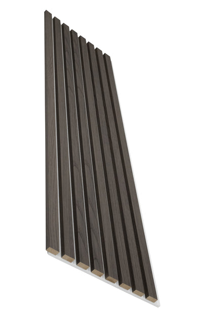 Black Oak Acoustic Wall Panels With Pure-White Accents Interior Soundproof Slat Wood Siding (Coastal Collection)