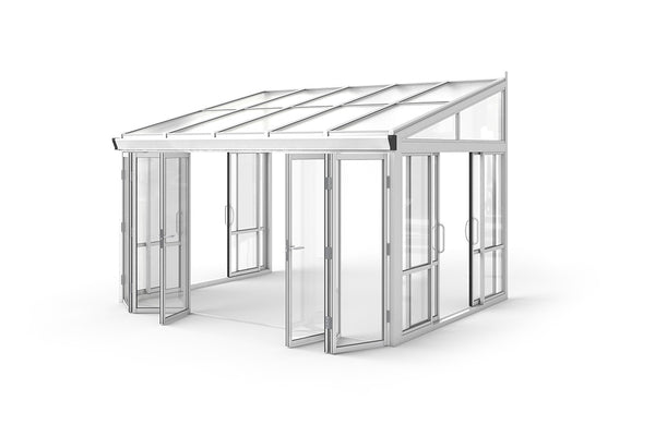 Brisas™ Bi-Fold Door Glass Sunroom & Solarium (White – 12 ft. Wide)