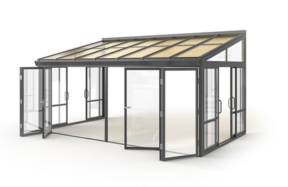 Brisas™ Bi-Fold Door Glass Sunroom & Solarium (Black – 16.7 ft. Wide)