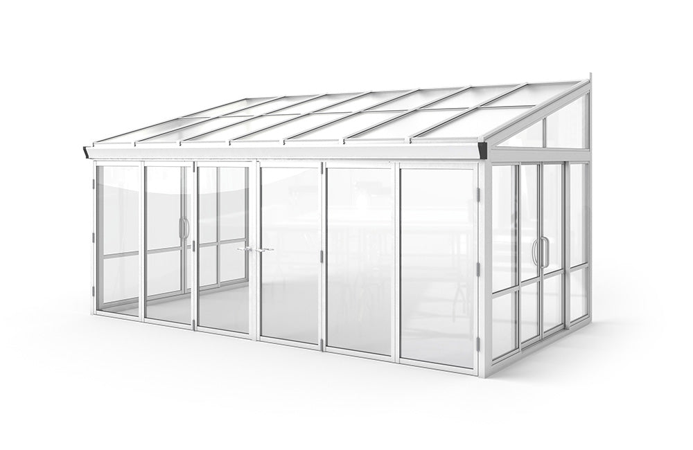 Brisas™ Bi-Fold Door Glass Sunroom & Solarium (White – 16.7 ft. Wide)