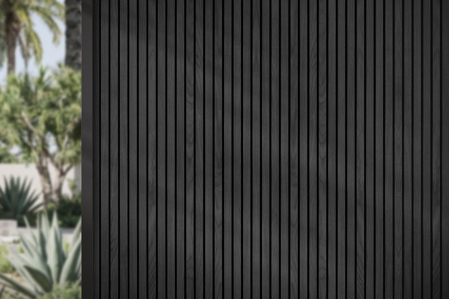 Charcoal Slate – All-Weather Composite Slat Panel System for Outdoor Siding – 4-Strip Panel with 1.5" Slats