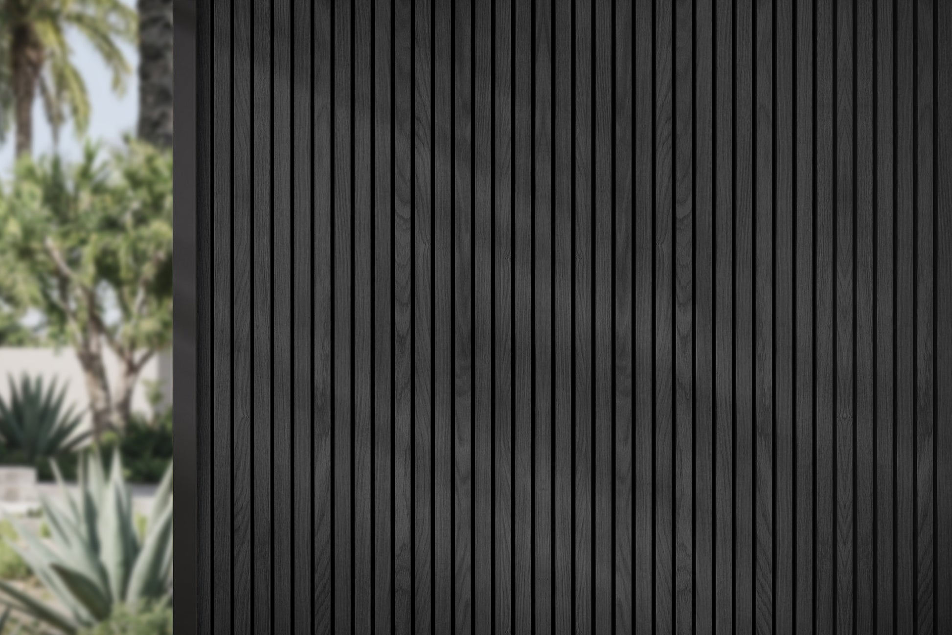 Charcoal Slate – All-Weather Composite Slat Panel System for Outdoor Siding – 4-Strip Panel with 1.5" Slats