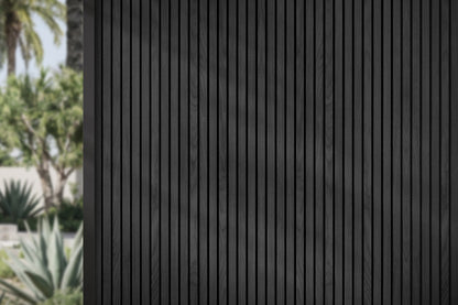 Charcoal Slate – All-Weather Composite Slat Panel System for Outdoor Siding – 4-Strip Panel with 1.5" Slats