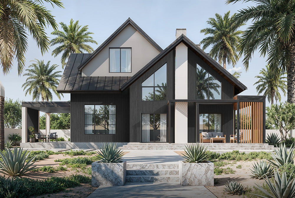 Charcoal Slate – All-Weather Composite Slat Panel System for Outdoor Siding – 4-Strip Panel with 1.5" Slats