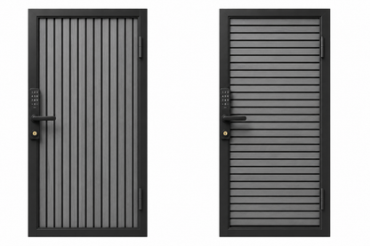 Modern WPC Slat Panel Single Privacy Gate with Digital Keypad Lock – Graphite Charcoal Gray