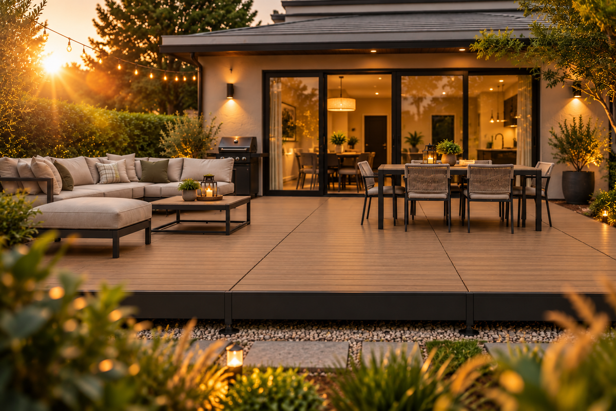 Pre-Assembled Modular Composite Deck Platform - Teak