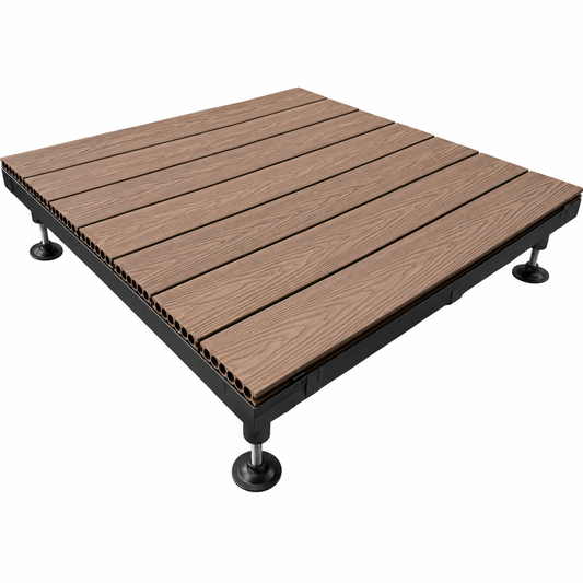 Pre-Assembled Modular Composite Deck Platform - Teak