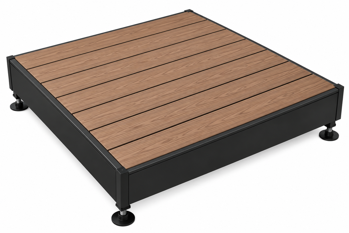 Pre-Assembled Modular Composite Deck Platform - Teak