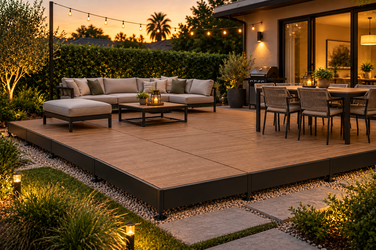 Pre-Assembled Modular Composite Deck Platform - Teak