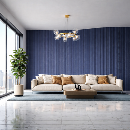 Flexible Tambour Wood Panels For Interior Walls Decorative Fluted Siding Cladding - Midnight Blue 3/4" Mini-Bead