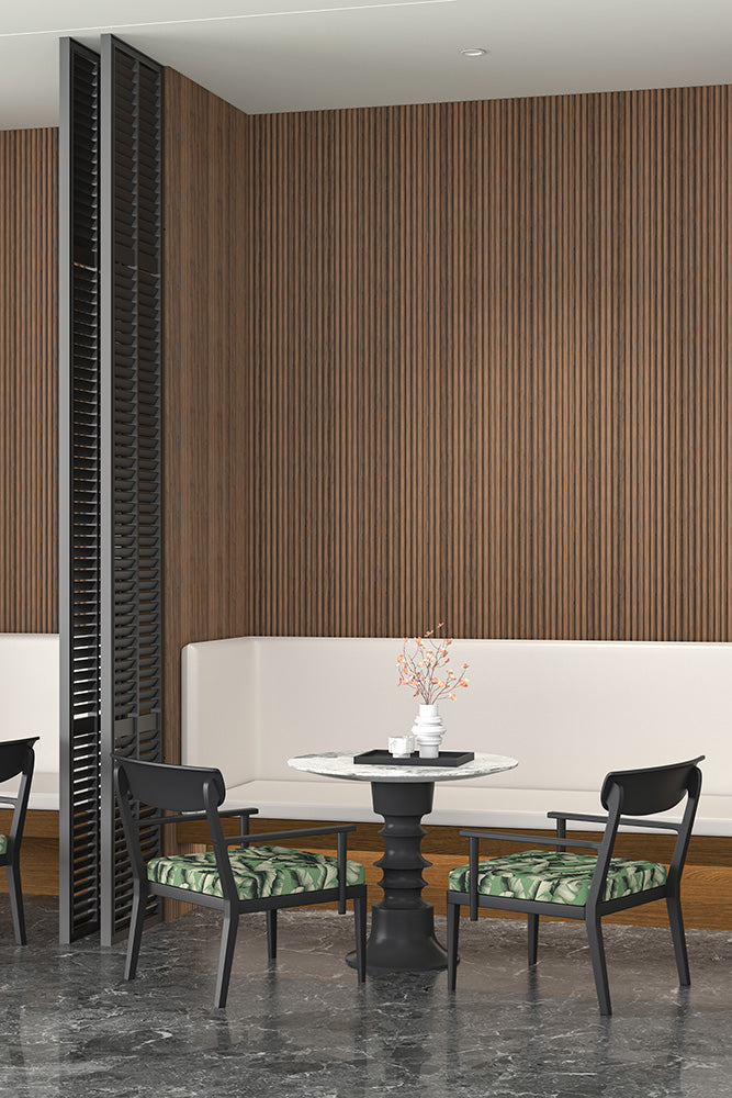 Chestnut Flexible Tambour Wood Panels – Decorative Fluted Round Wall Cladding for Interior Walls