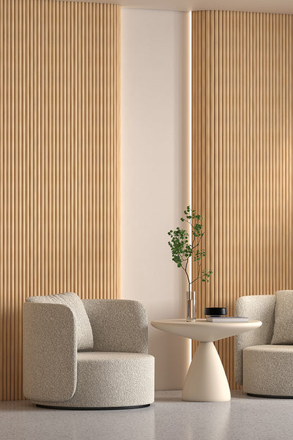 Light Oak Flexible Tambour Wood Panels – Decorative Fluted Round Wall Cladding for Interior Walls