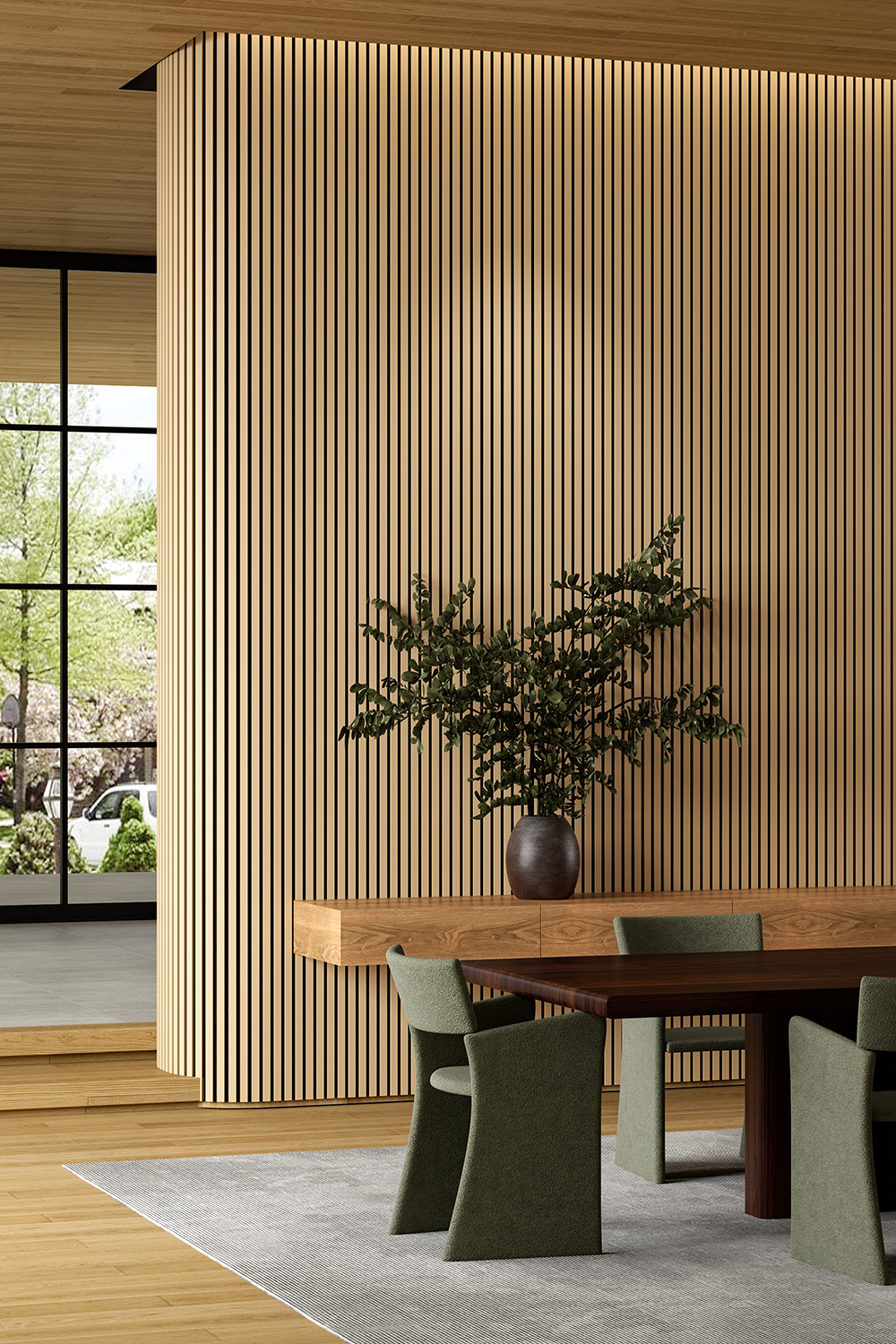 Flexible Acoustic Slat Wood Wall Paneling Soundproofing Siding – White Oak by SlatSolution®