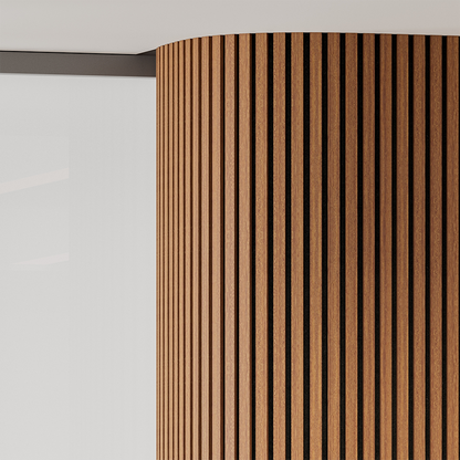 Flexible Acoustic Slat Wood Wall Paneling Soundproofing Siding – Antique Maple by SlatSolution®