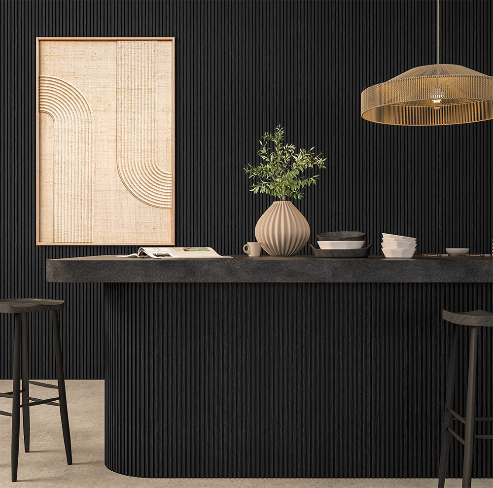 FlexForm™ Mini-Slat Flexible Fluted Tambour Wall Panels - Ultra Black