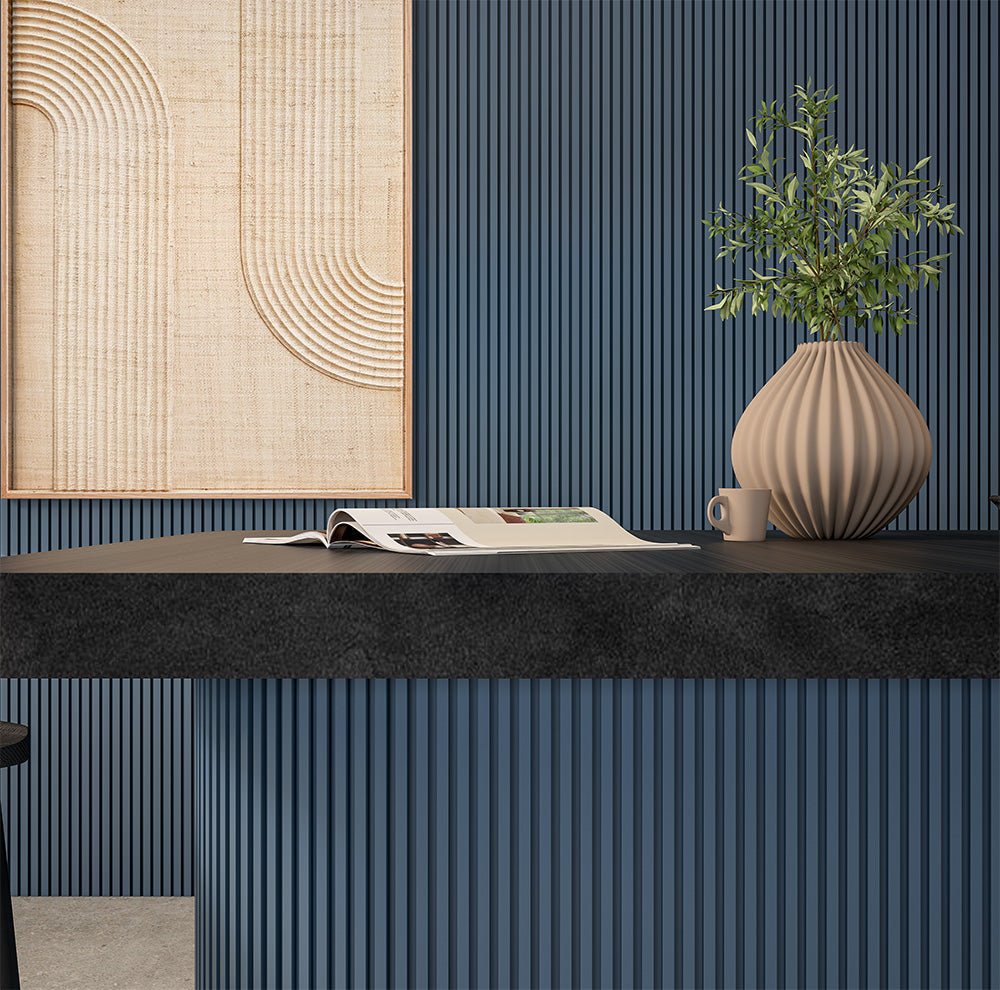 FlexForm™ Mini-Slat Flexible Fluted Tambour Wall Panels Midnight Blue