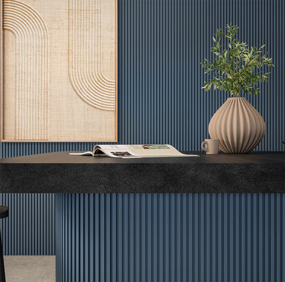 FlexForm™ Mini-Slat Flexible Fluted Tambour Wall Panels Midnight Blue