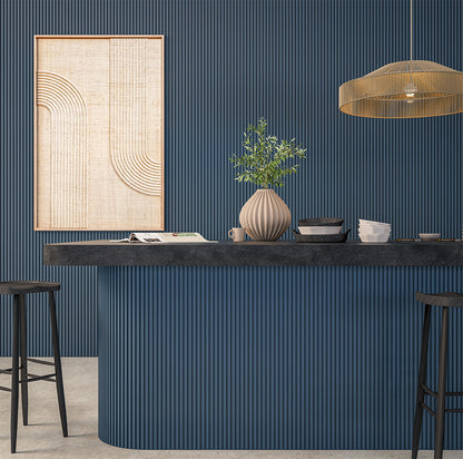 FlexForm™ Mini-Slat Flexible Fluted Tambour Wall Panels Midnight Blue