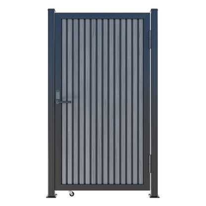 Modern WPC Slat Panel Single Privacy Gate with Digital Keypad Lock – Graphite Charcoal Gray