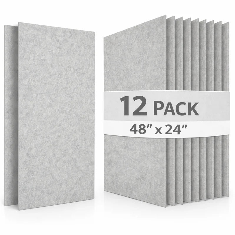 12 pack Acoustic Sound Board Panels in light gray