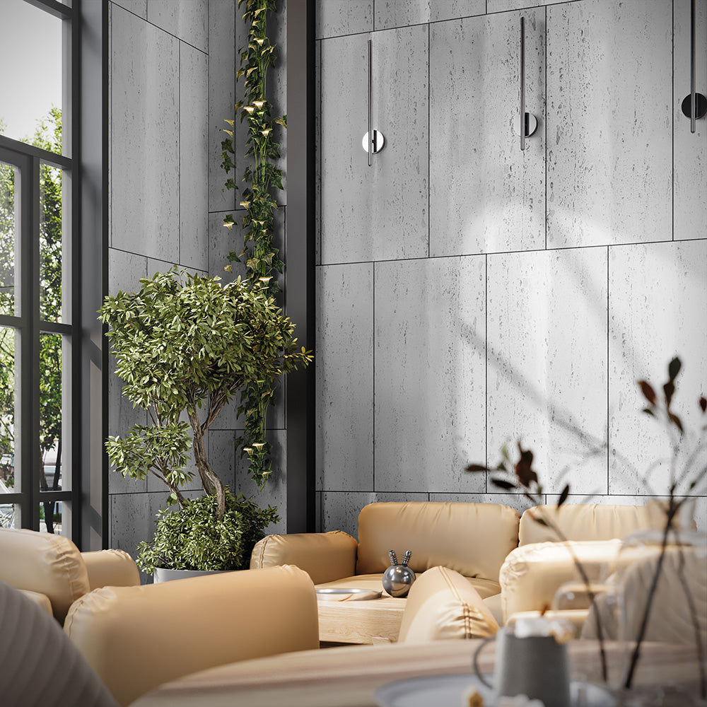 Interior-Exterior Travertine Natural Stone Veneer Flexible Wall Tile - (Gray & White Veins)
