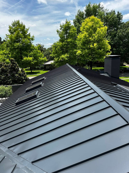 Charcoal Gray Steel Roof Panels Weather-Resistant Metal Roofing