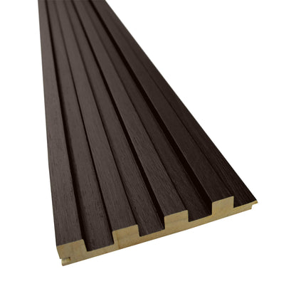 dark brown slat paneling