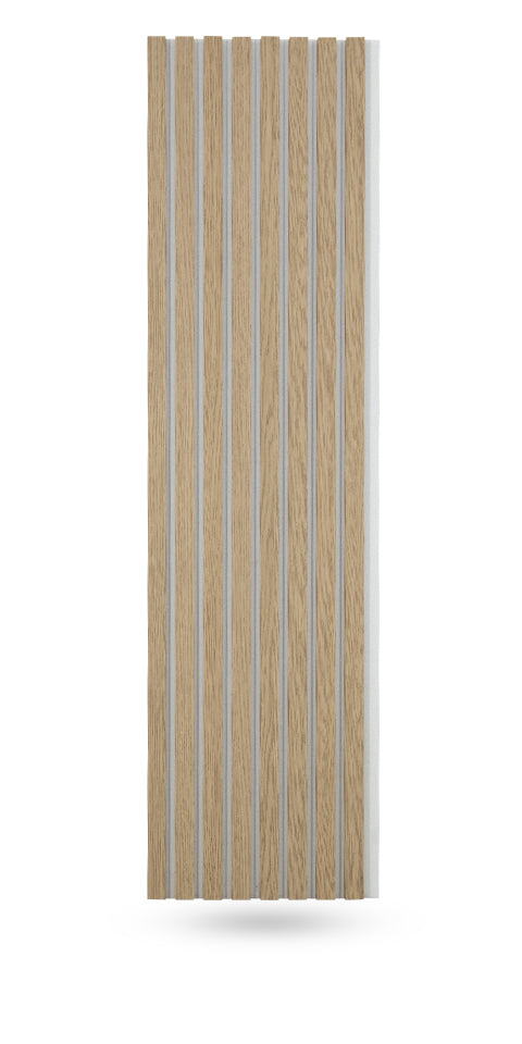 White Oak Acoustic Wall Panels With Pure-White Accents Interior Soundproof Slat Wood Siding (Coastal Collection)