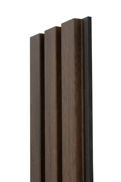 Antique Oak With Black Accents Slat Wood Wall Panels - Broad