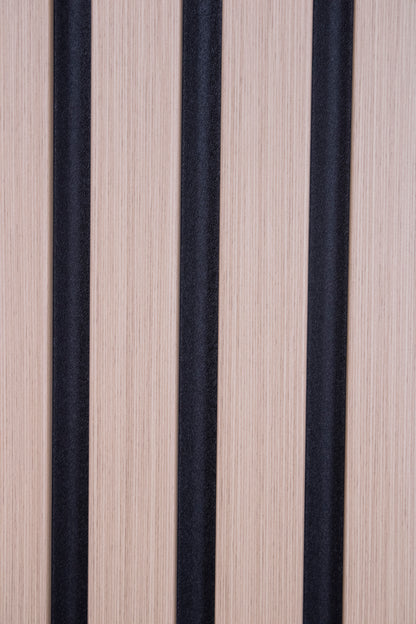 White Oak With Black Accents With Black Accents Wood Slat Panels for Walls - Stout (94" Long and 106" long)
