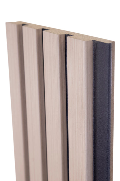 White Oak With Black Accents With Black Accents Wood Slat Panels for Walls - Stout (94" Long and 106" long)