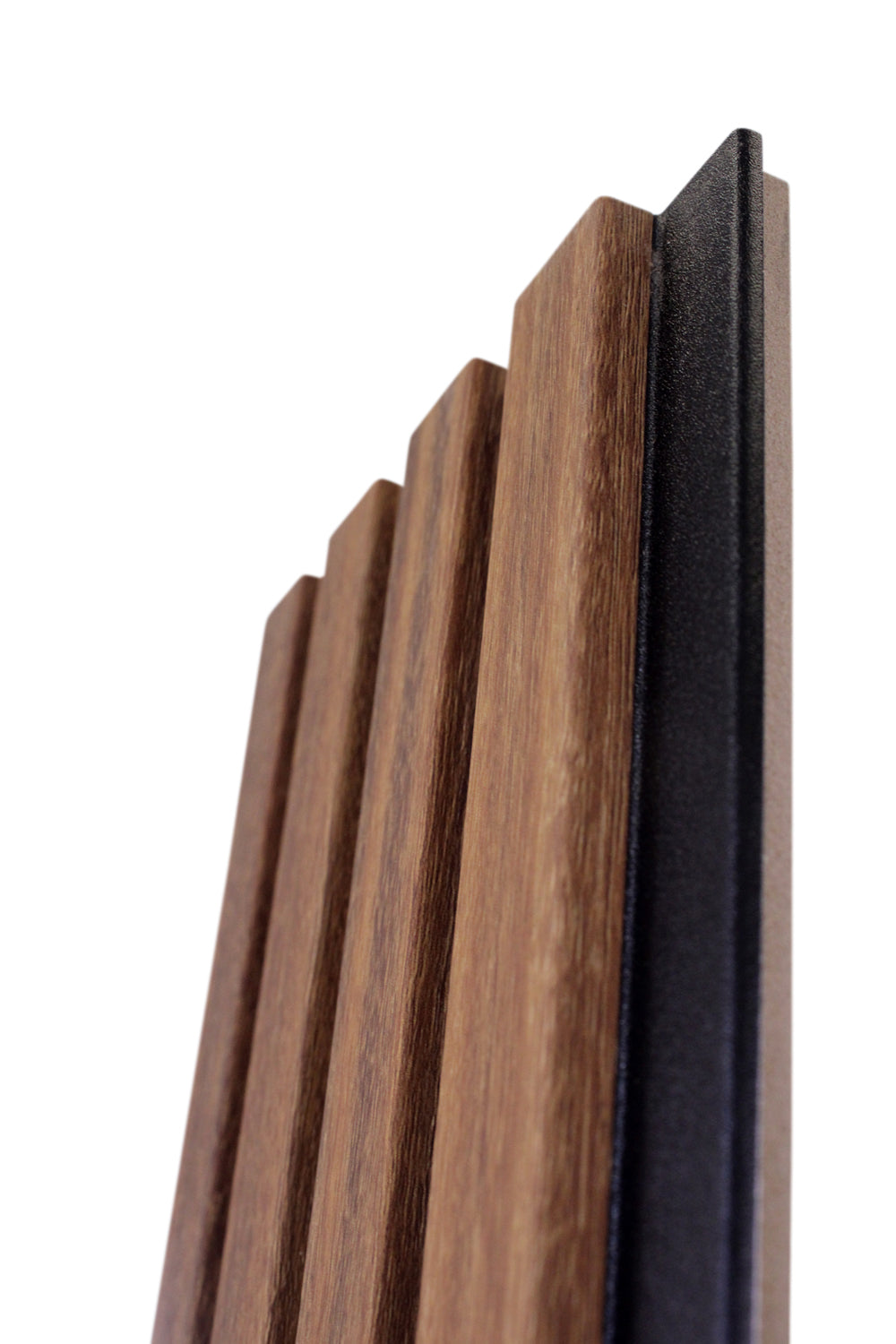 Teak With Black Accents With Black Accents Wood Slat Panels for Walls - Stout (94" Long and 106" long)
