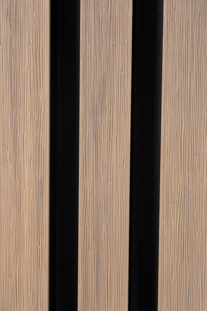 Weathered Oak With Black Accents Exterior Slat Siding Outdoor Wall Cladding Panels 5 Strip: 1" Wide Slats