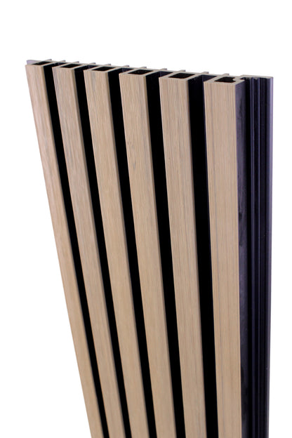 Weathered Oak With Black Accents Exterior Slat Siding Outdoor Wall Cladding Panels 5 Strip: 1" Wide Slats