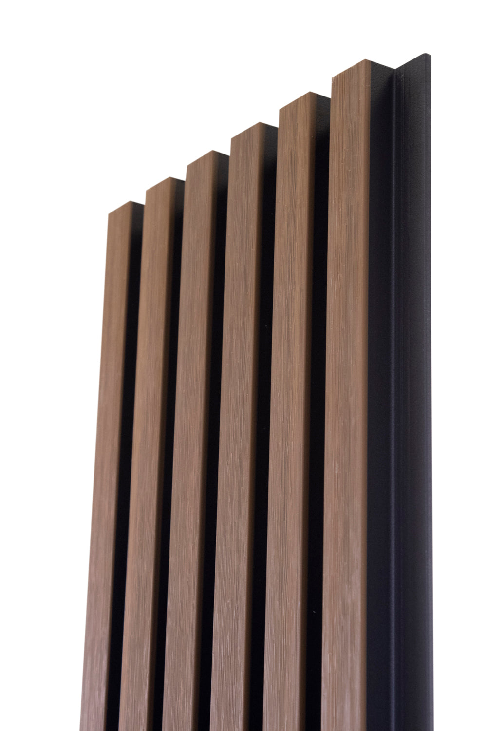 Weathered Teak With Black Accents Exterior Slat Siding Outdoor Wall Cladding Panels 5 Strip: 1" Wide Slats