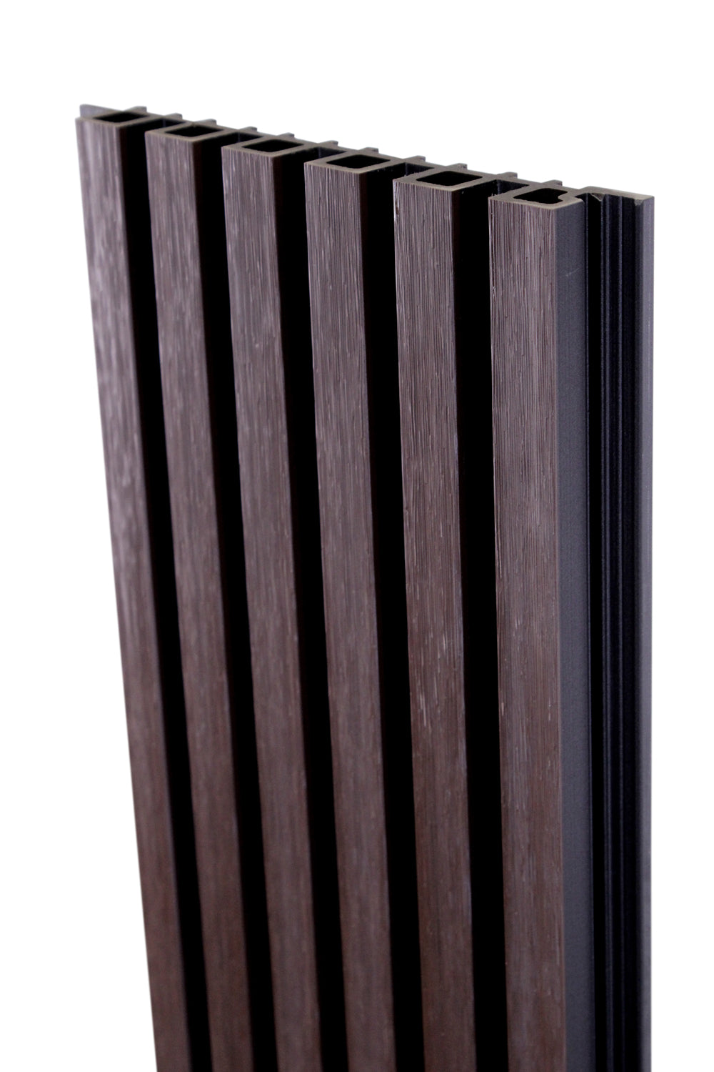 Dark Brown With Black Accents Exterior Slat Siding Outdoor Wall Cladding Panels 6 Strip: 7/8" Wide Slats