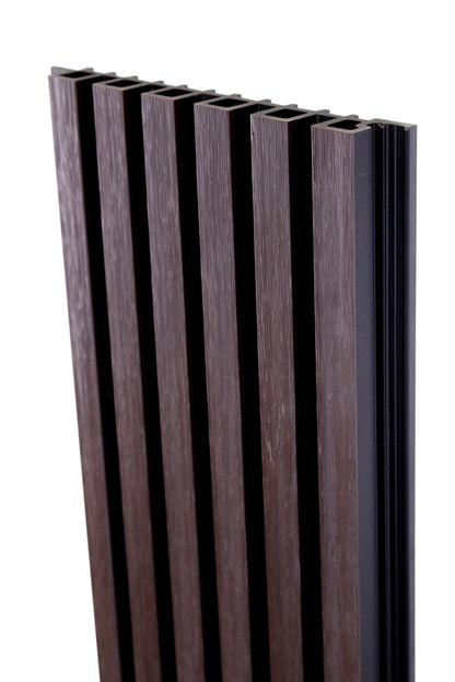 Dark Brown With Black Accents Exterior Slat Siding Outdoor Wall Cladding Panels 6 Strip: 7/8" Wide Slats