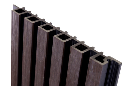 Dark Brown With Black Accents Exterior Slat Siding Outdoor Wall Cladding Panels 6 Strip: 7/8" Wide Slats