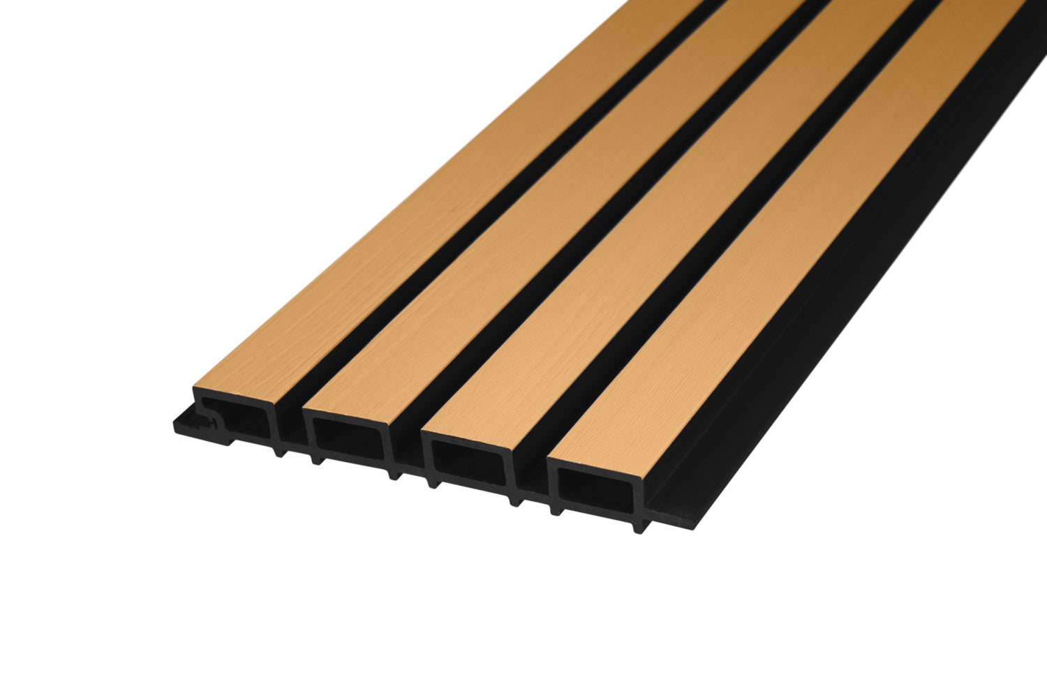 American Oak – All-Weather Composite Slat Panel System for Outdoor Siding – 4-Strip Panel with 1.5" Slats (Copy) (Copy)