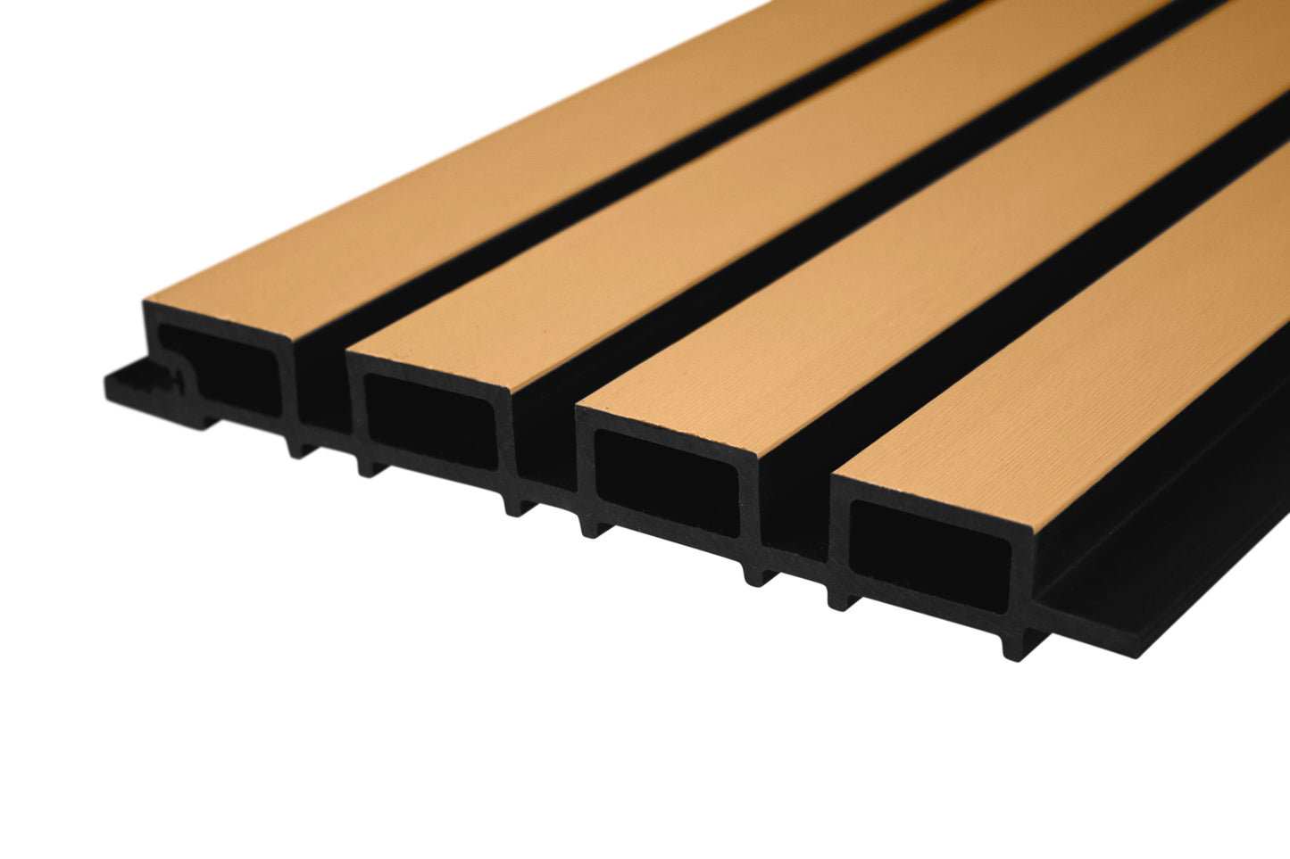 American Oak – All-Weather Composite Slat Panel System for Outdoor Siding – 4-Strip Panel with 1.5" Slats (Copy) (Copy)