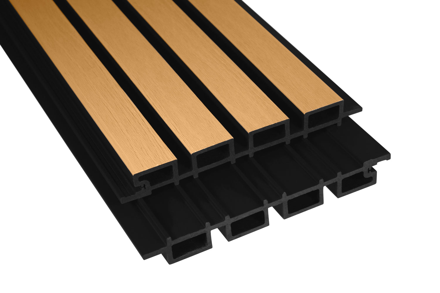American Oak – All-Weather Composite Slat Panel System for Outdoor Siding – 4-Strip Panel with 1.5" Slats (Copy) (Copy)