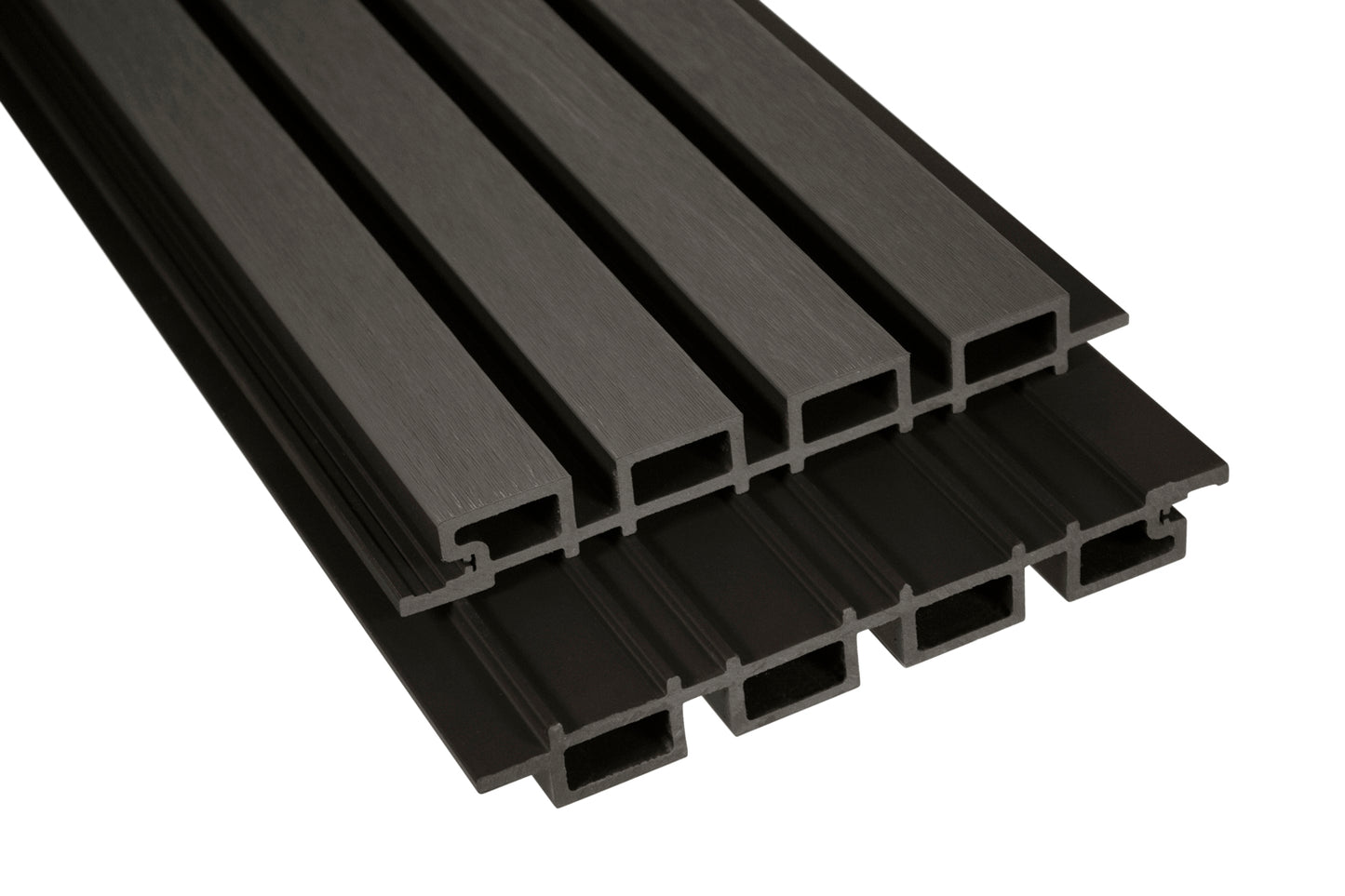 Driftwood – All-Weather Composite Slat Panel System for Outdoor Siding – 4-Strip Panel with 1.5" Slats