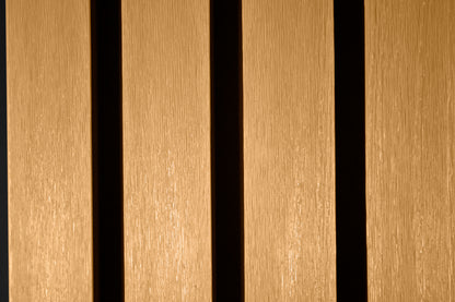 American Oak – All-Weather Composite Slat Panel System for Outdoor Siding – 4-Strip Panel with 1.5" Slats (Copy) (Copy)