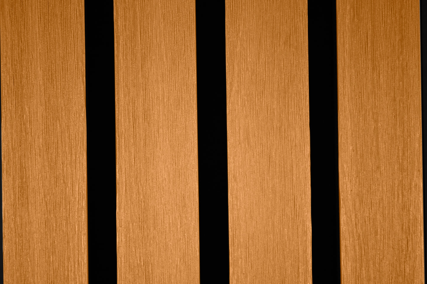 Honey Oak With Black Accents – All-Weather Composite Slat Panel System for Outdoor Siding – 4-Strip Panel with 1.5" Slats