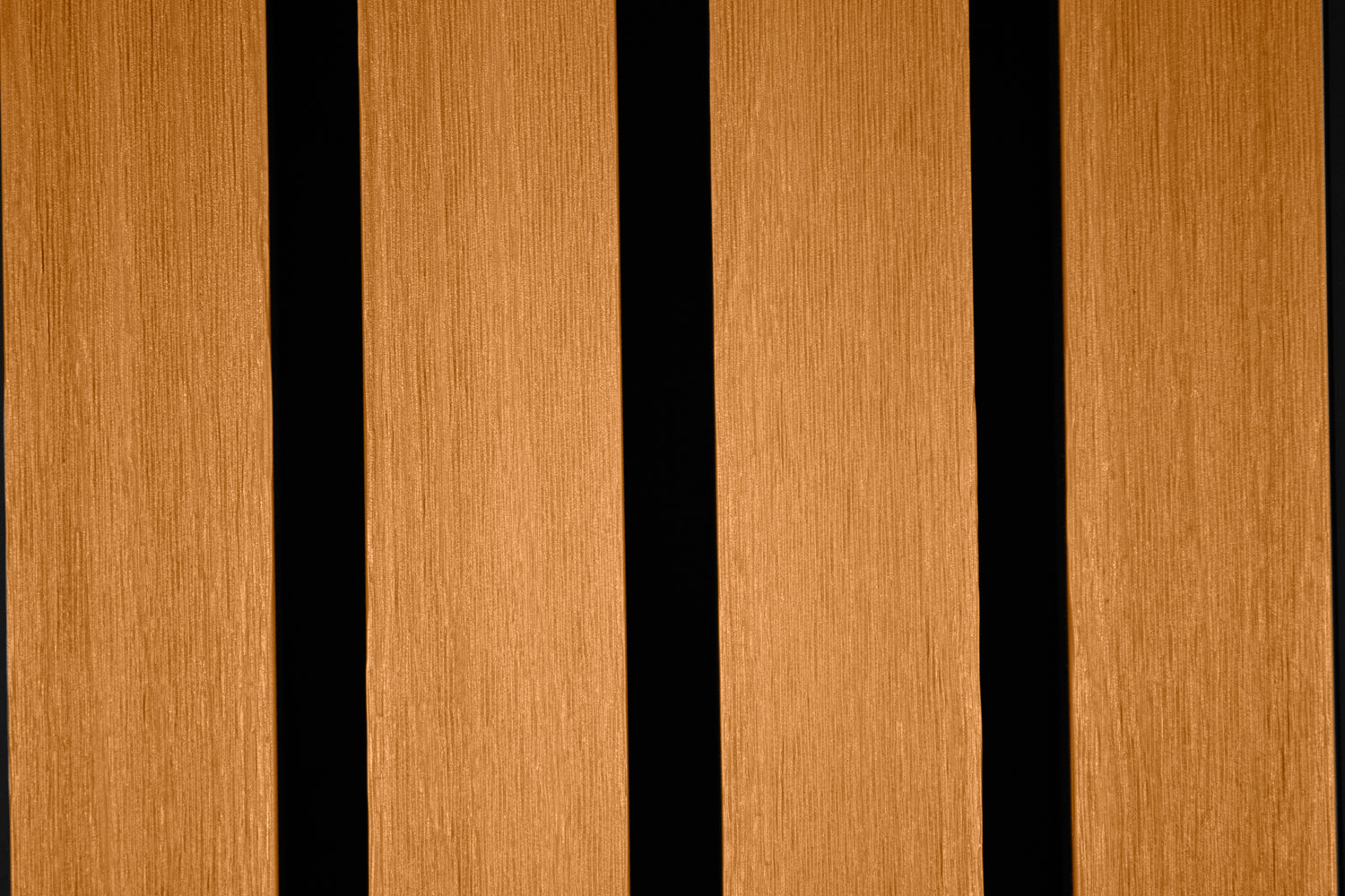 Honey Oak With Black Accents – All-Weather Composite Slat Panel System for Outdoor Siding – 4-Strip Panel with 1.5" Slats