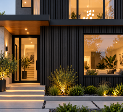 Enhanced Grain – Ultra Black Exterior Composite Slat Wall Paneling | Wood-Grain Finish