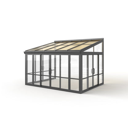 Vistas™ Sliding Door Glass Sunroom &amp; Solarium (Black – 12 ft. Wide)