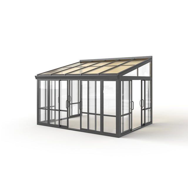 Vistas™ Sliding Door Glass Sunroom &amp; Solarium (Black – 12 ft. Wide)