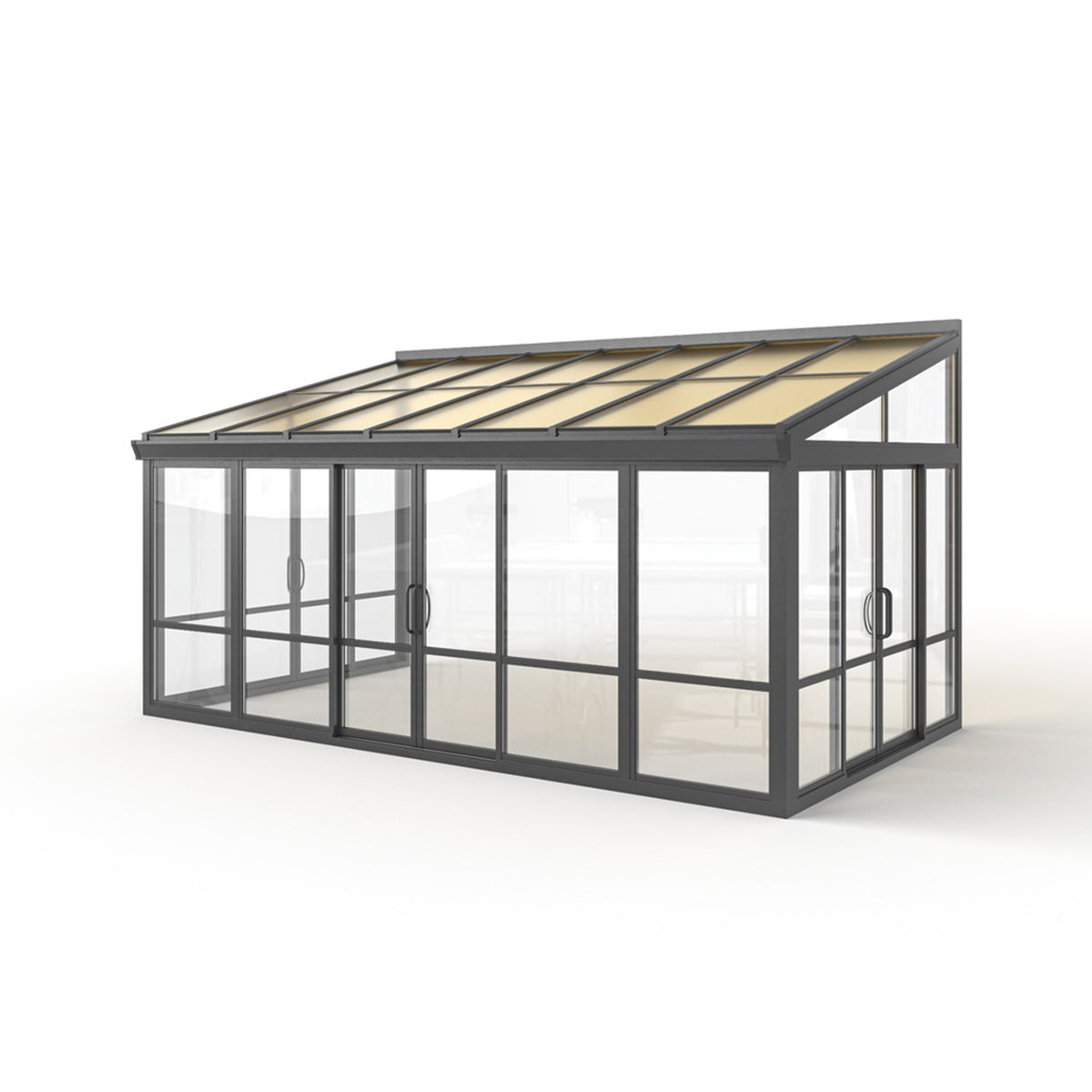 Vistas™ Sliding Door Glass Sunroom &amp; Solarium (Black – 16.7 ft. Wide)